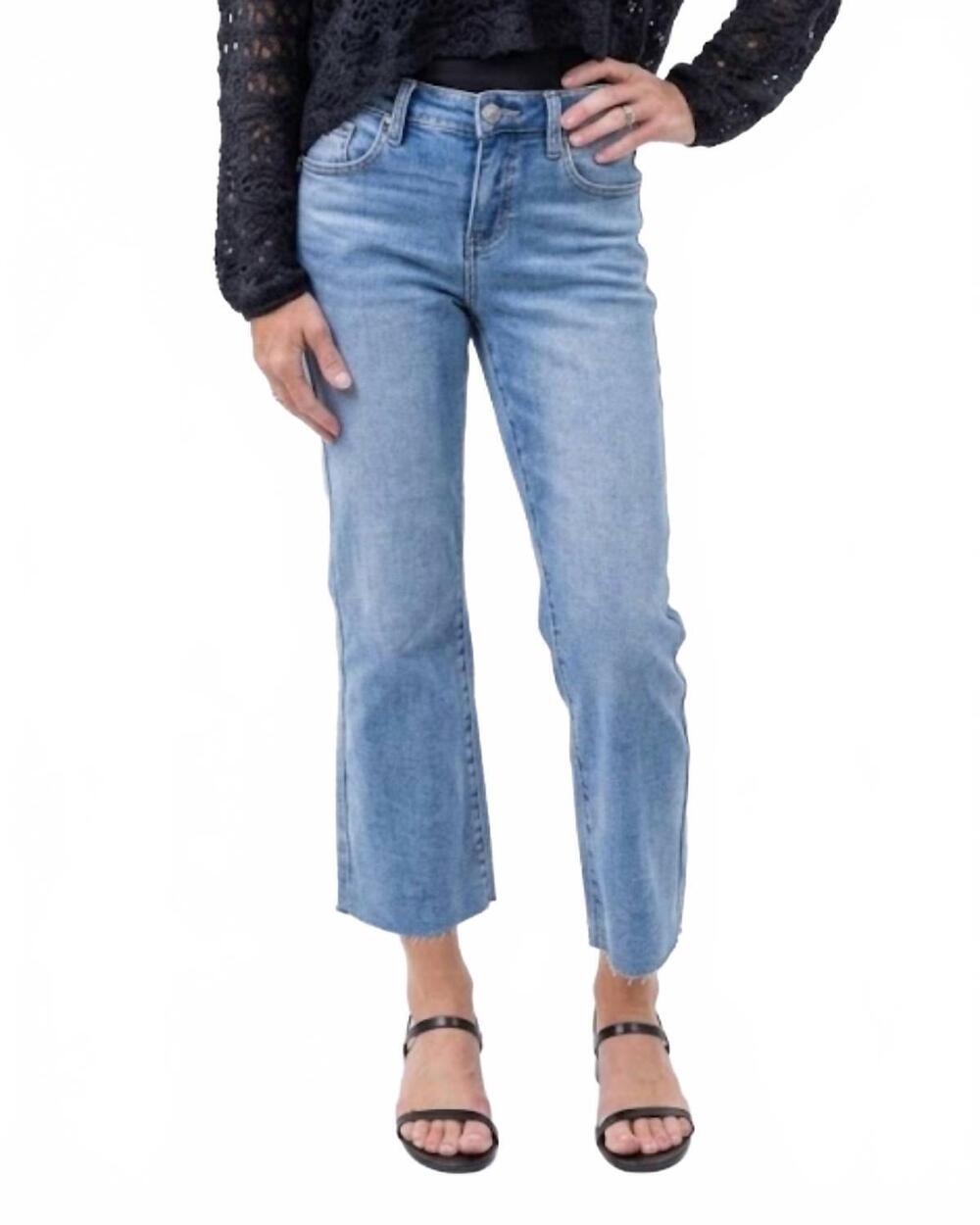 NEW RISEN high rise crop straight jeans in blue